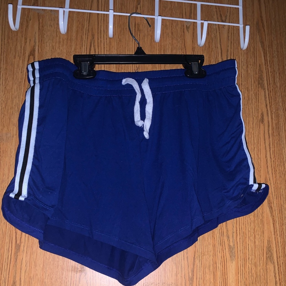 Blue, with black and white stripes sleep shorts